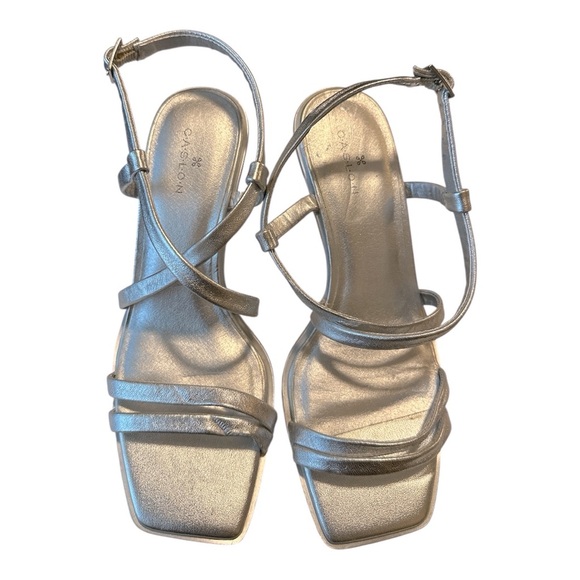 Caslon Silver Strappy Kitten Heel Sandals | Size 6 | Elegant Metallic Style - Picture 3 of 9